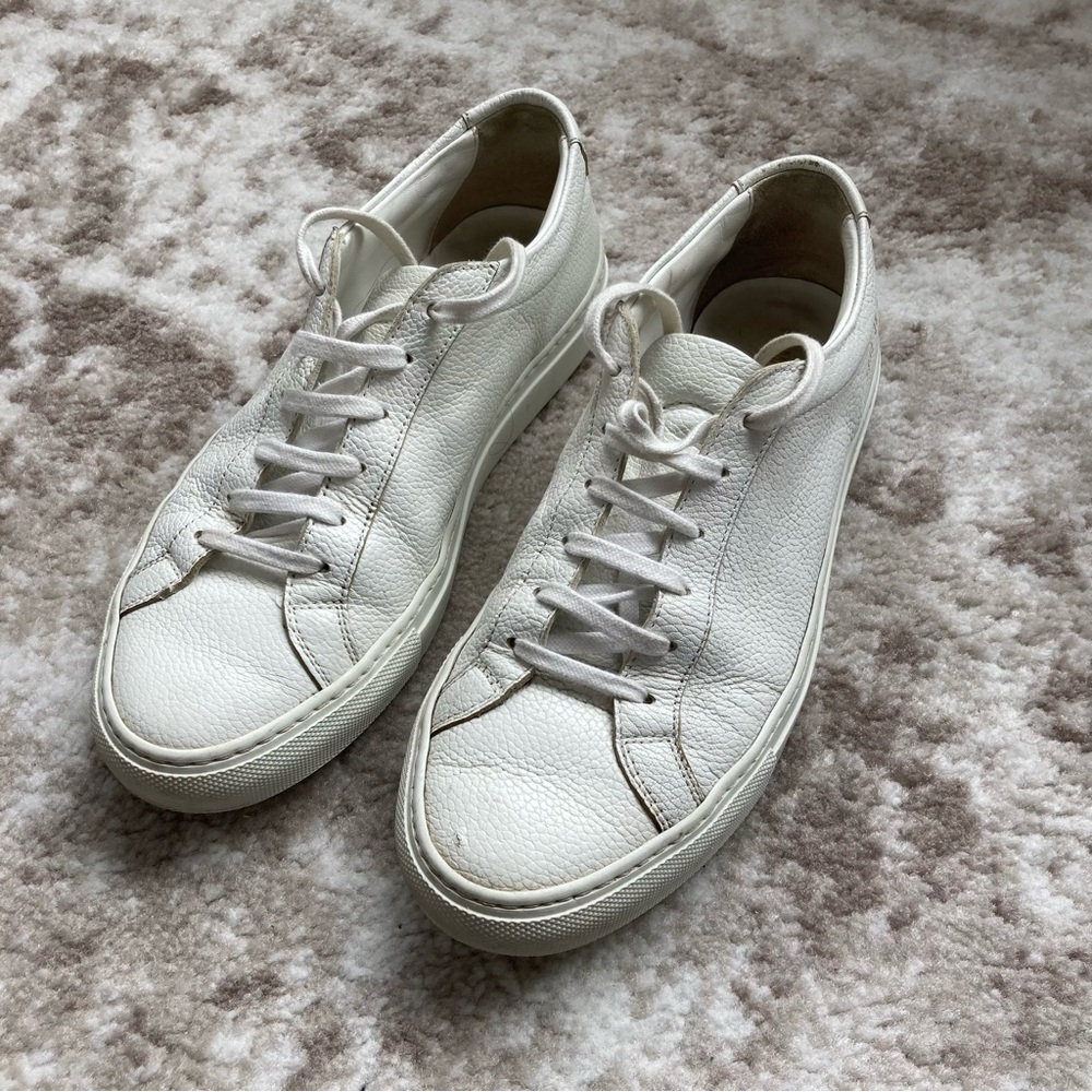 White Pebbled Leather Common Project Sneakers 38